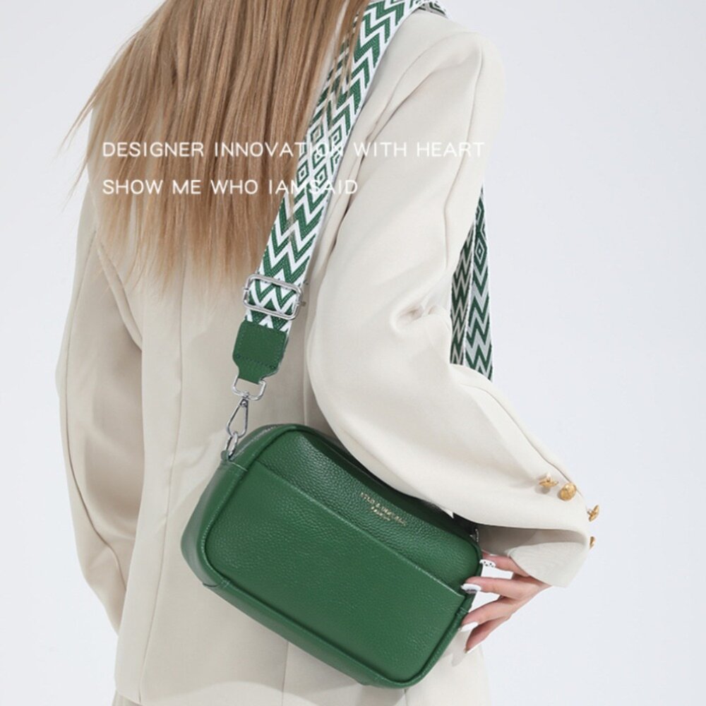 真皮百搭寬肩斜背包 頭層牛皮側背包 女生包包 單肩包 軟皮斜跨包 交換禮物 送禮 送禮-圖片-11