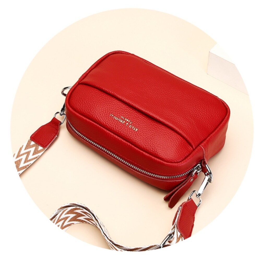 真皮百搭寬肩斜背包 頭層牛皮側背包 女生包包 單肩包 軟皮斜跨包 交換禮物 送禮 送禮-圖片-3