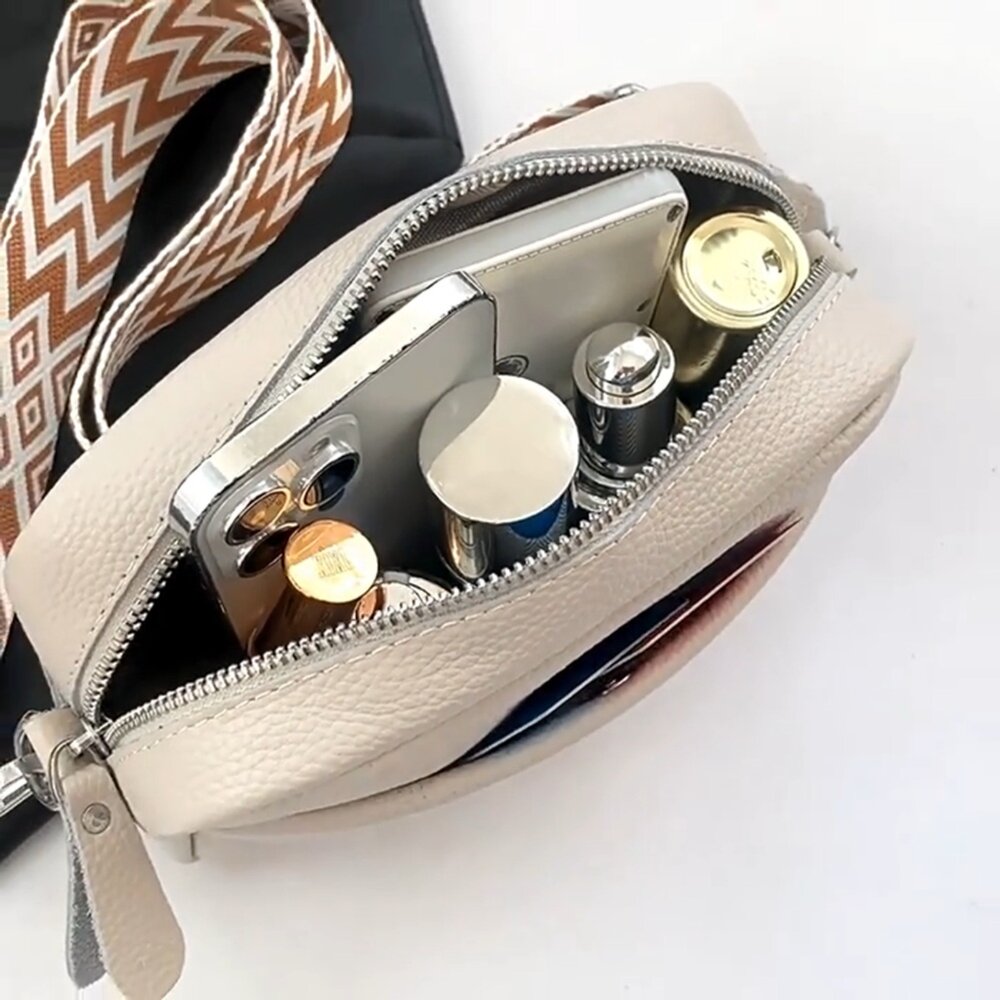 真皮百搭寬肩斜背包 頭層牛皮側背包 女生包包 單肩包 軟皮斜跨包 交換禮物 送禮 送禮-圖片-4