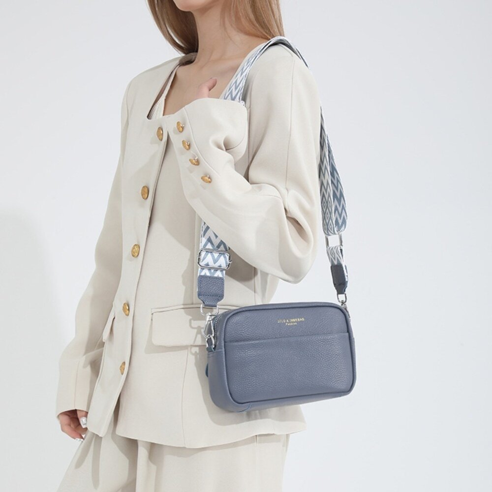 真皮百搭寬肩斜背包 頭層牛皮側背包 女生包包 單肩包 軟皮斜跨包 交換禮物 送禮 送禮-圖片-6