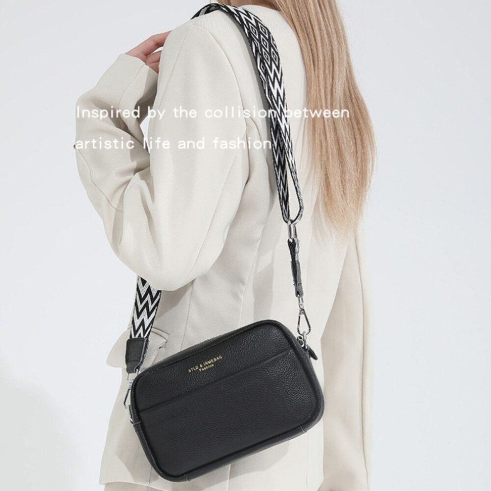 真皮百搭寬肩斜背包 頭層牛皮側背包 女生包包 單肩包 軟皮斜跨包 交換禮物 送禮 送禮-圖片-8