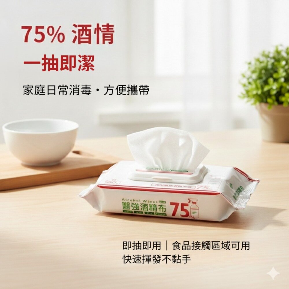 醫強》75%抗菌酒精布 濕紙巾 酒精擦 60抽/包 20x15cm 99.9%抗菌 送禮-圖片-3