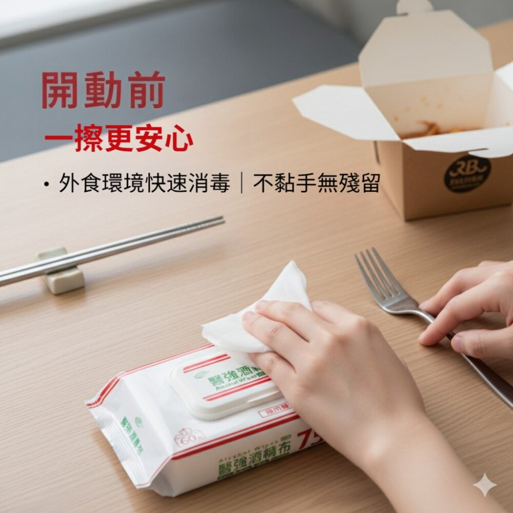 醫強》75%抗菌酒精布 濕紙巾 酒精擦 60抽/包 20x15cm 99.9%抗菌 送禮-圖片-9