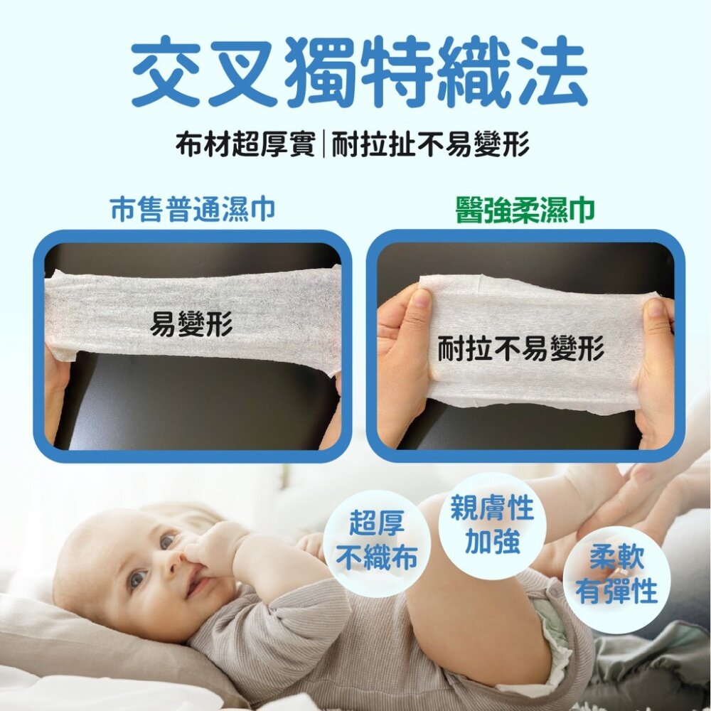 醫強》純水柔濕巾 無酒精無防腐劑濕紙巾 蓋裝加厚 60抽/包 紫外線無菌處理 送禮-圖片-5