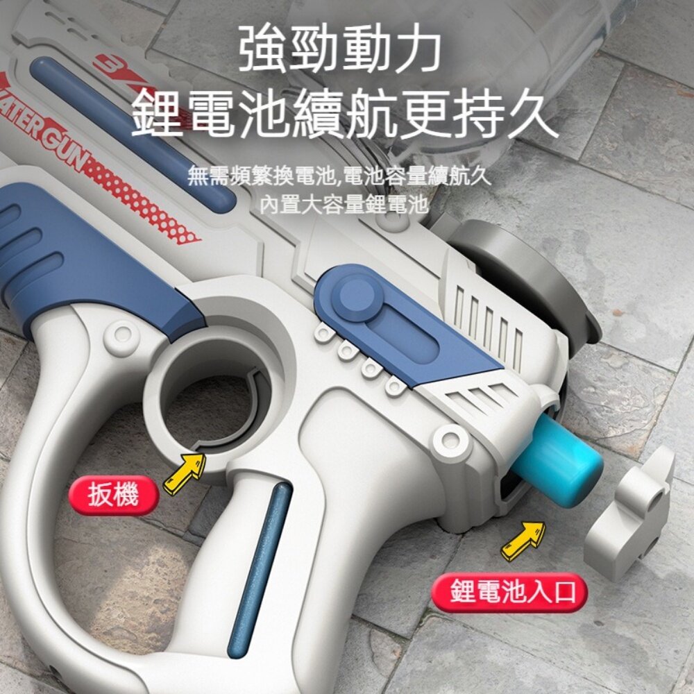 大容量電動連發水槍 全自動連發 外接擴充水瓶 兒童沙灘戲水玩具 送禮 童玩節2023 送禮-圖片-5