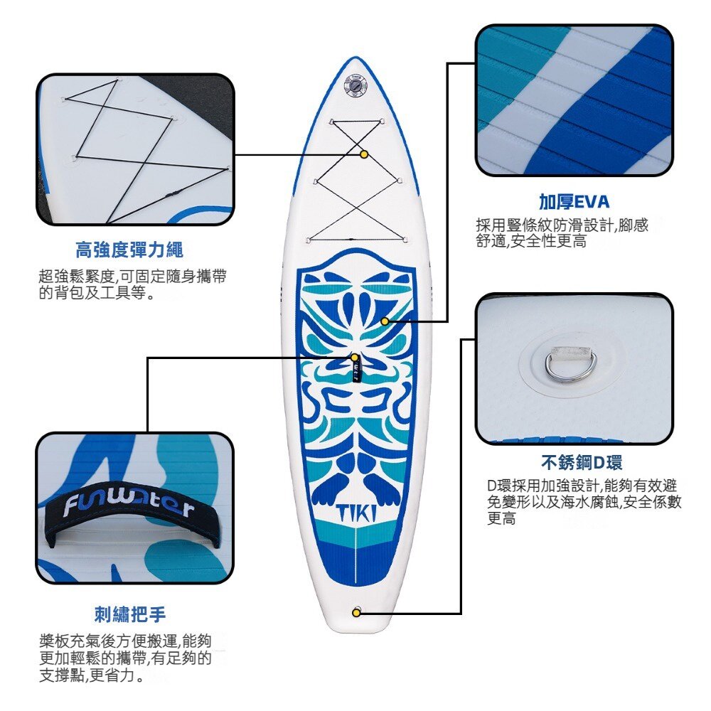 SUP充氣式立槳衝浪板 充氣漿板 家庭板 全能板 11呎10呎6 3鰭超穩定入門SUP 送禮-圖片-4