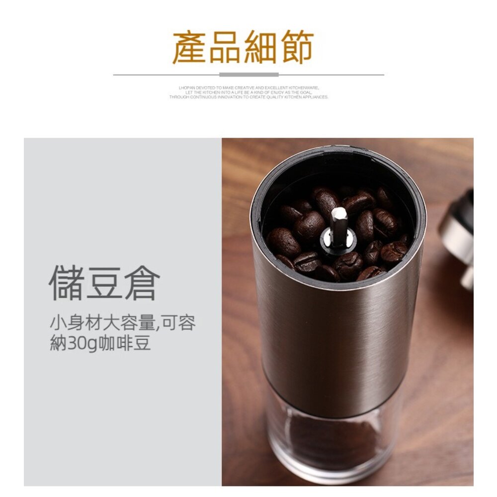 木紋手搖咖啡磨豆機 咖啡手沖套裝禮盒 不銹鋼研磨器 手磨咖啡豆 送禮 送禮-圖片-5