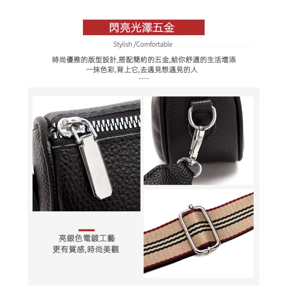 真皮時尚寬肩帶馬鞍包 頭層牛皮側背包 斜背包 女生包包 單肩包 交換禮物 送禮 送禮-圖片-7