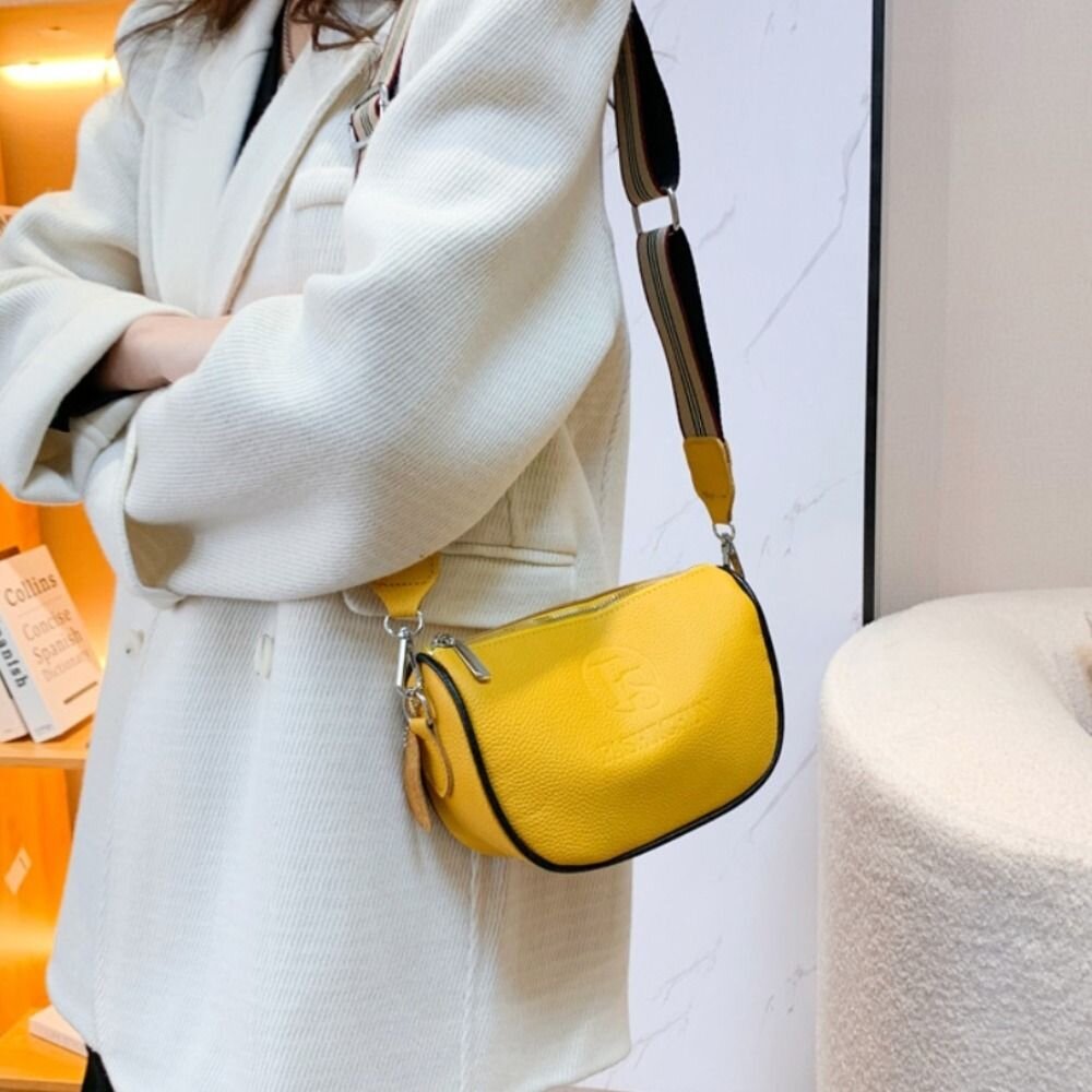 230815-00001-真皮時尚寬肩帶馬鞍包 頭層牛皮側背包 斜背包 女生包包 單肩包 交換禮物 送禮 送禮