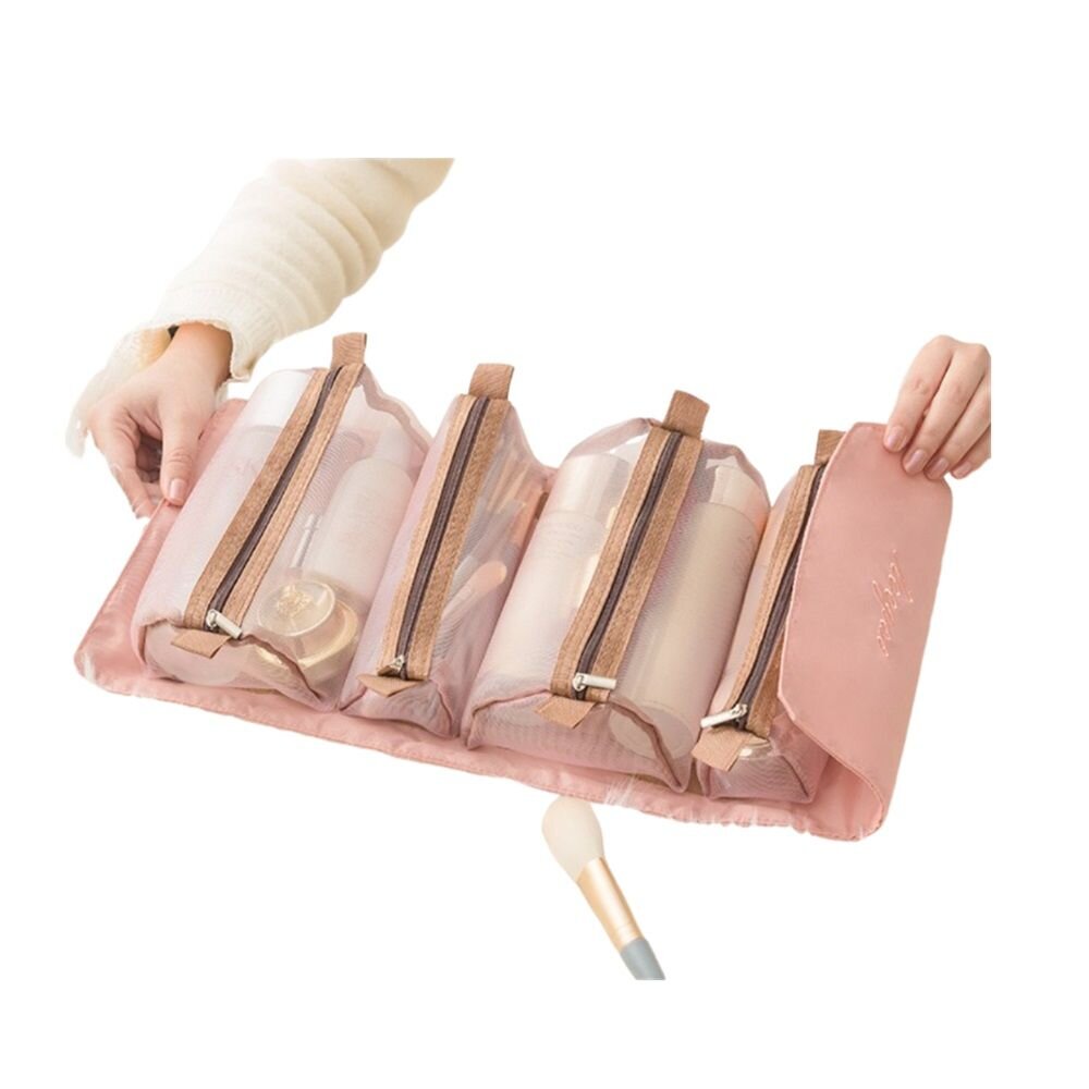 可拆卸四合一化妝包 便攜式大容量洗漱包 旅行網紗化妝袋 可拆分化妝收納包 送禮-圖片-9