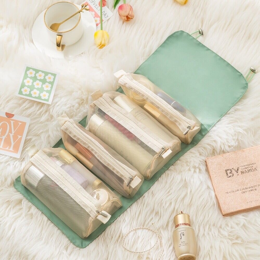 可拆卸四合一化妝包 便攜式大容量洗漱包 旅行網紗化妝袋 可拆分化妝收納包 送禮-圖片-10