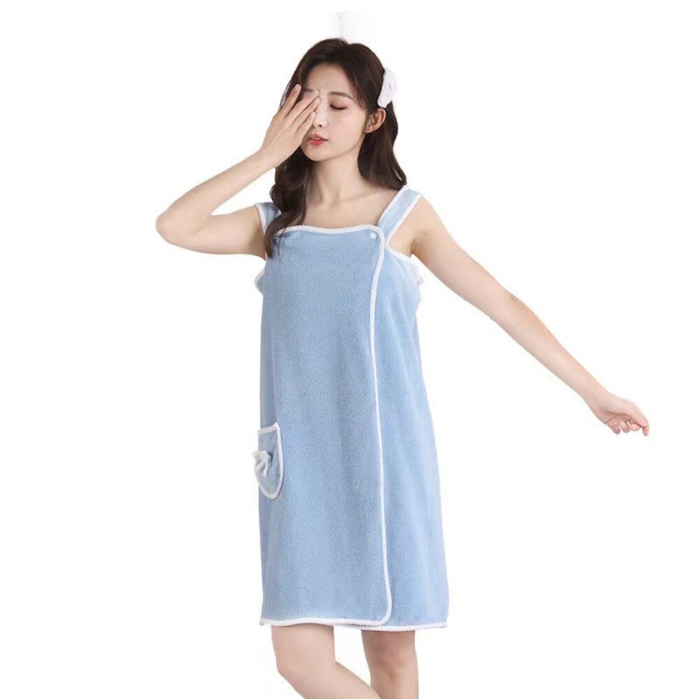 可穿式吊帶浴巾裙 裹胸浴裙 淑女性感浴袍 加厚吸水 80*135cm 送禮-圖片-9