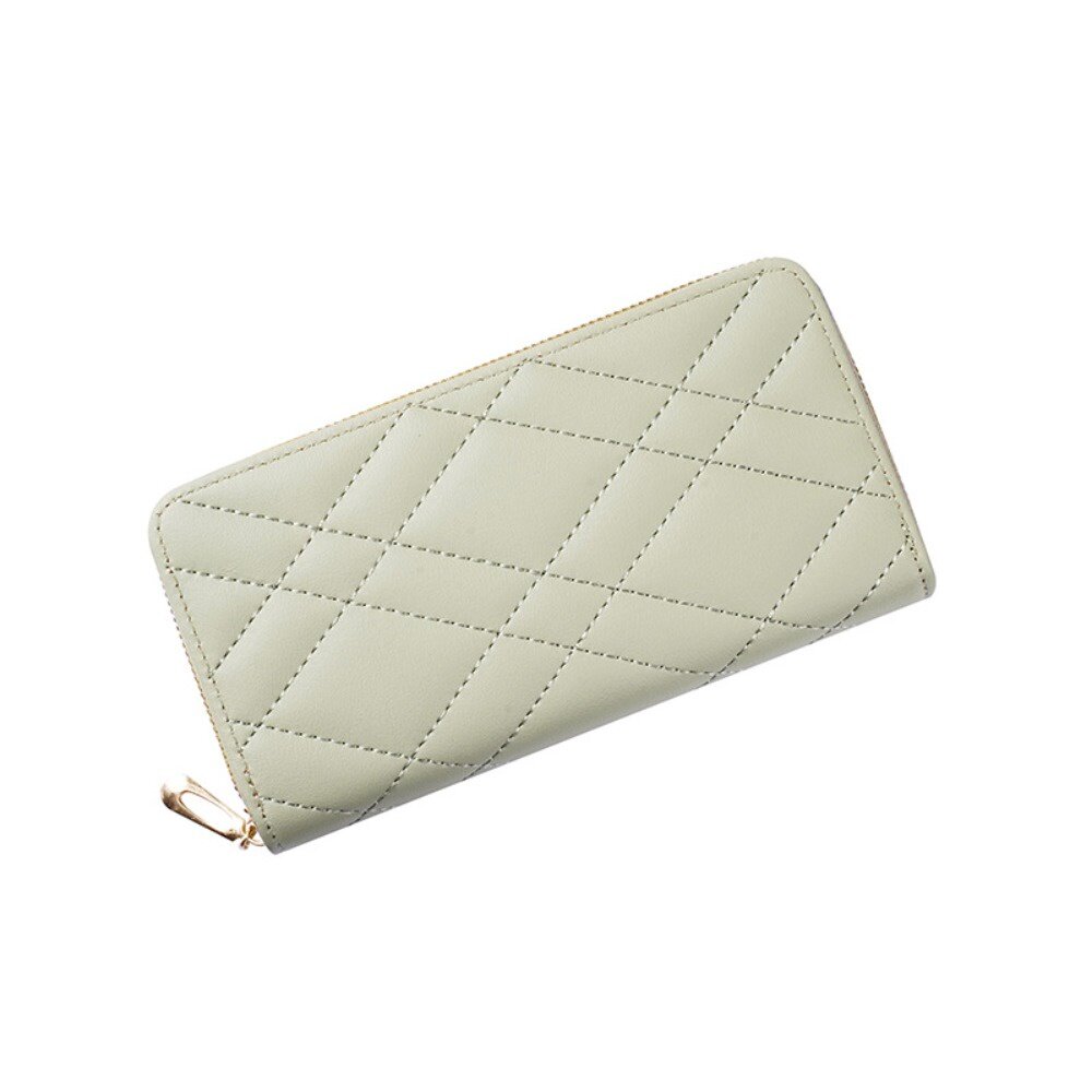 韓版時尚女用長款皮夾 女用手拿包 簡約菱格線 大空間 送禮 送禮-圖片-8