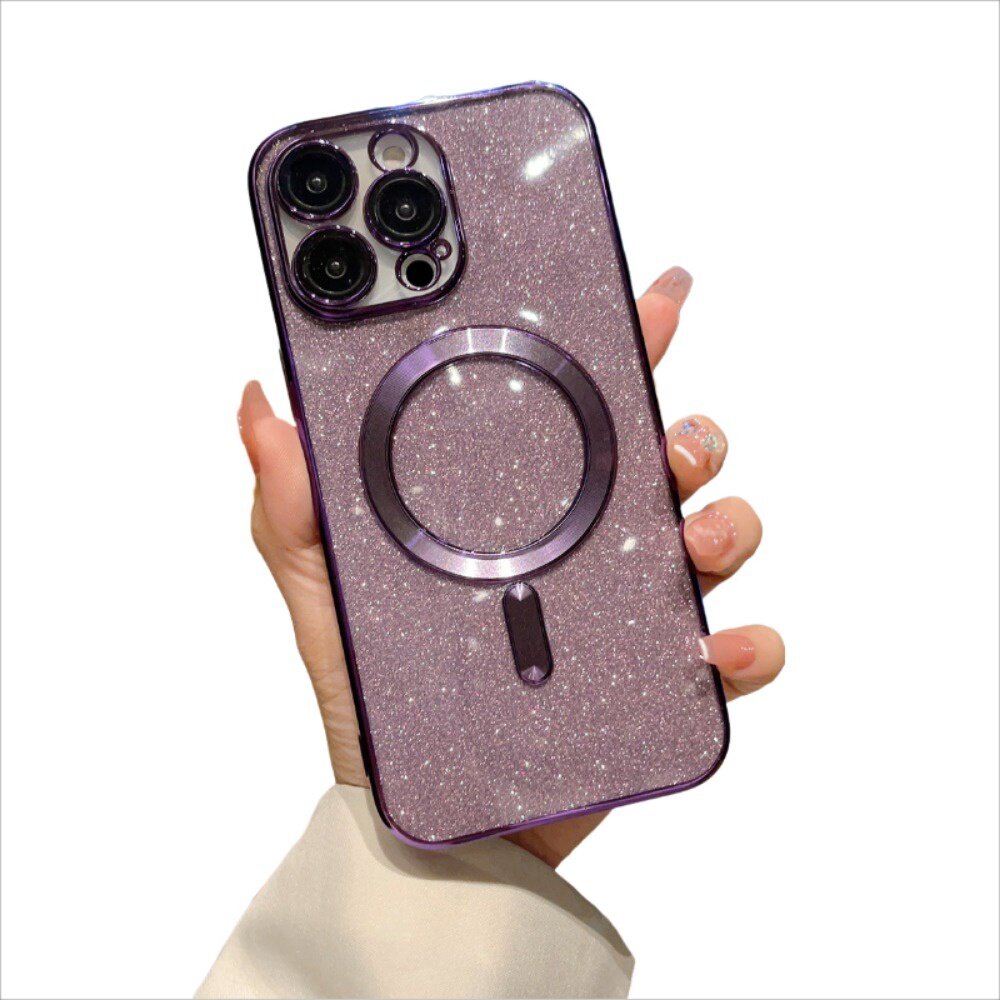 iPhone15閃粉磁吸手機殼 電鍍CD紋 Magsafe磁吸殼 帶鏡頭保護膜 送禮-圖片-1