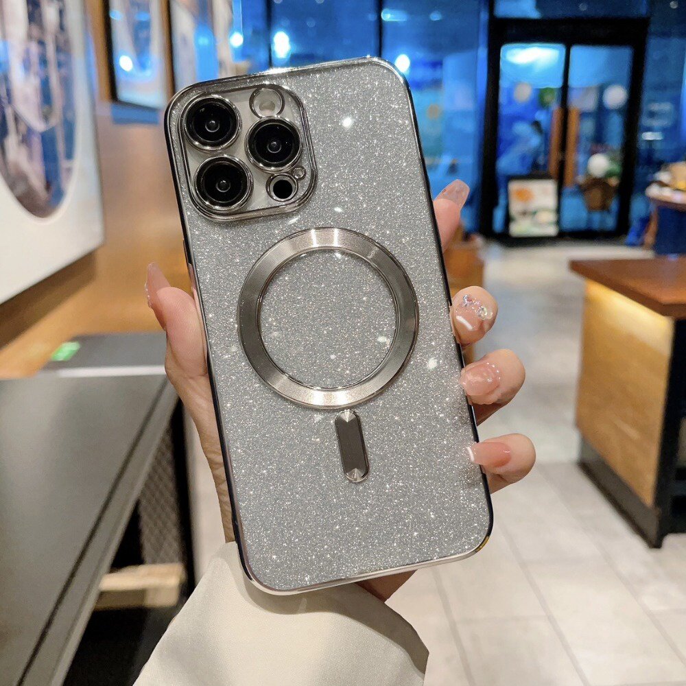閃粉磁吸手機殼 適用iPhone15 電鍍CD紋 Magsafe磁吸殼 帶鏡頭保護膜 送禮-圖片-7