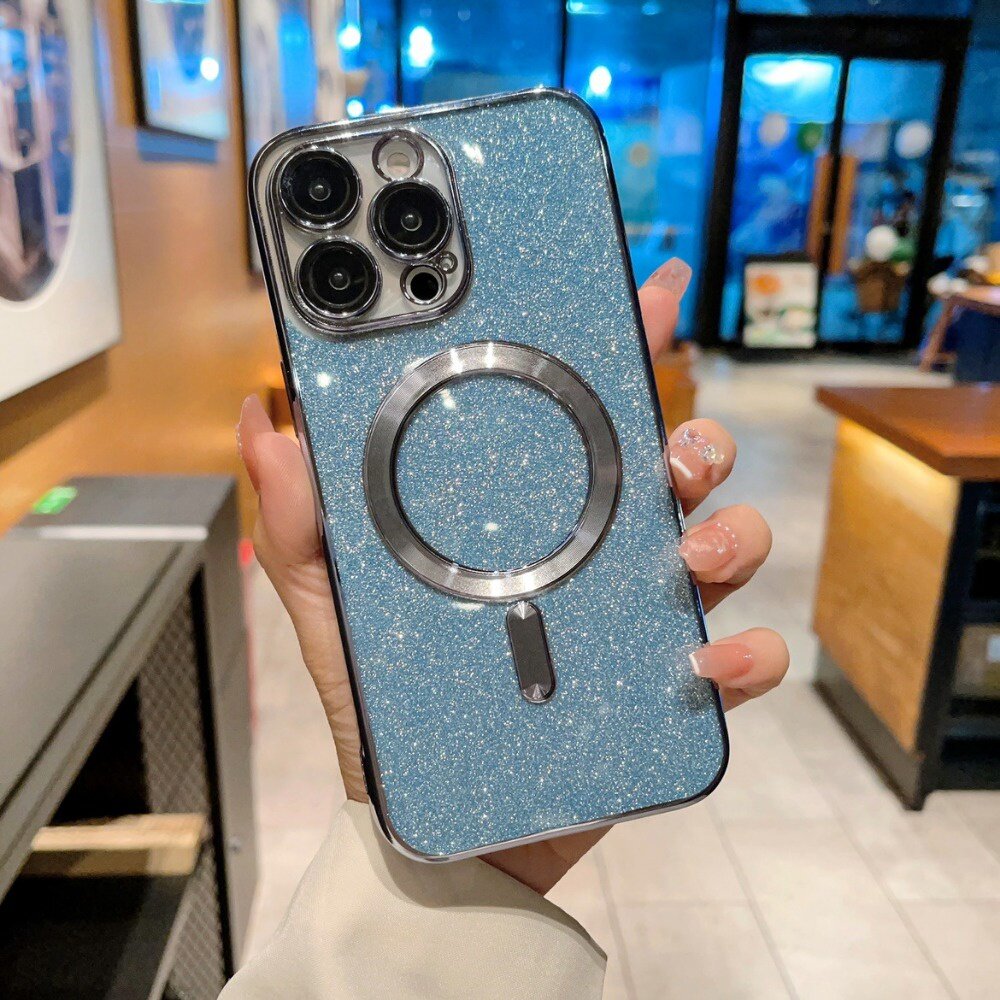 閃粉磁吸手機殼 適用iPhone15 電鍍CD紋 Magsafe磁吸殼 帶鏡頭保護膜 送禮-圖片-8