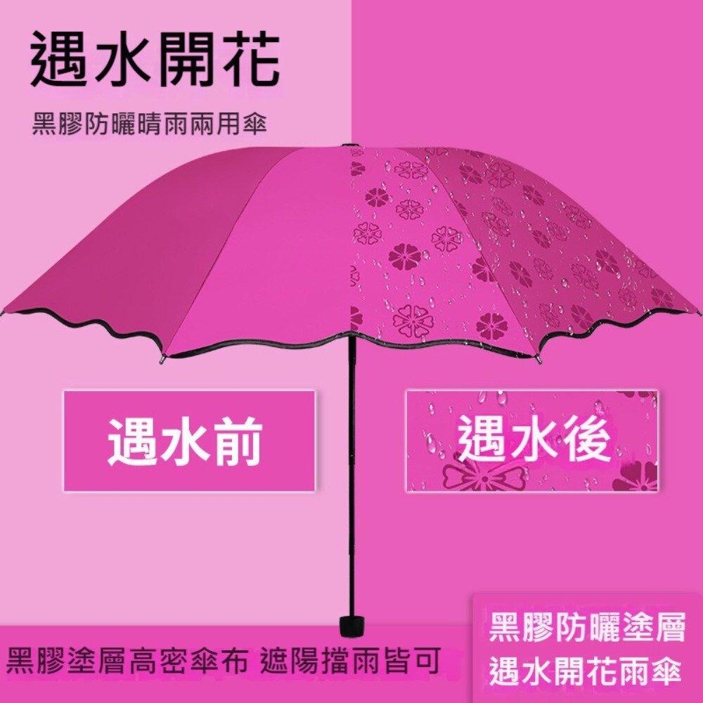 遇水開花晴雨傘 驚喜禮物 手動摺疊傘 防曬遮陽 女用折疊傘 太陽傘 防紫外線 送禮-圖片-2
