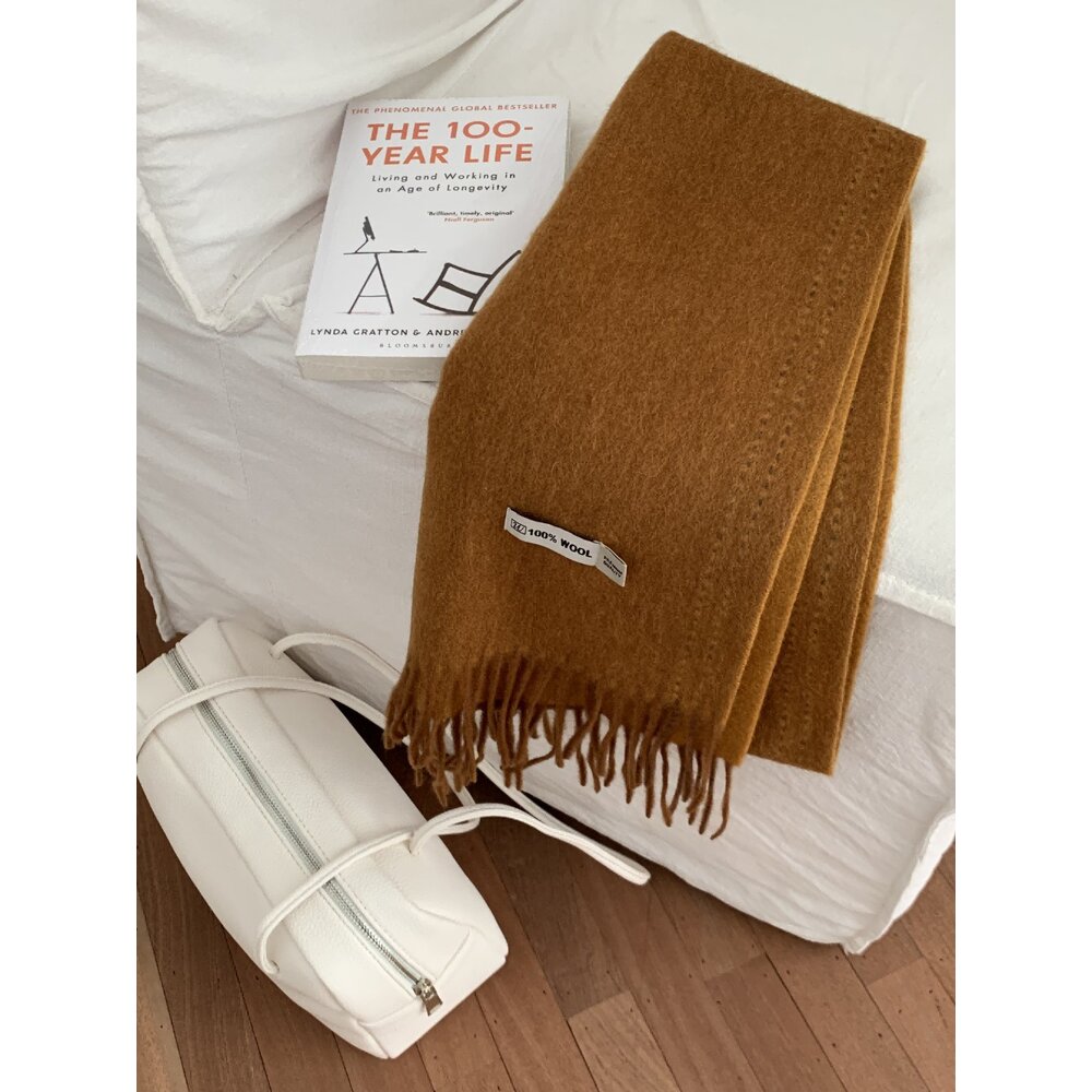 雙面純羊毛圍巾 100%澳洲羊毛 日系圍脖 純色流蘇窄版披肩 送禮情侶百搭 送禮-圖片-7