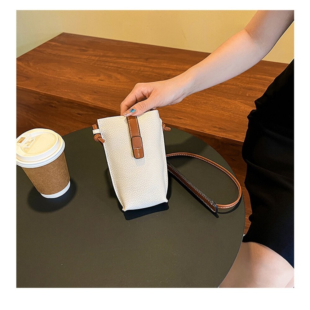 荔枝紋真皮氣質小方包 斜背包 頭層牛皮 手機包 側背包 女用單肩包 時尚優雅 送禮 送禮-圖片-10