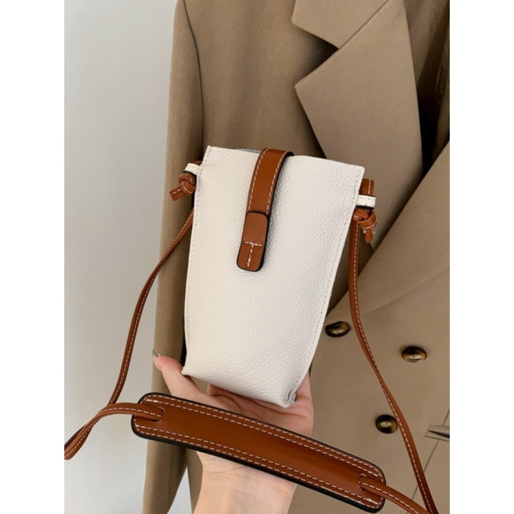 荔枝紋真皮氣質小方包 斜背包 頭層牛皮 手機包 側背包 女用單肩包 時尚優雅 送禮 送禮-圖片-3