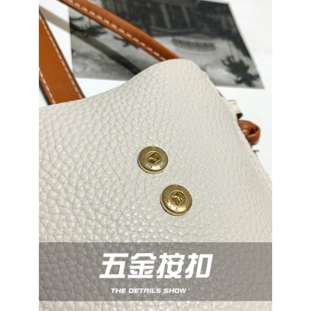 荔枝紋真皮氣質小方包 斜背包 頭層牛皮 手機包 側背包 女用單肩包 時尚優雅 送禮 送禮-圖片-8