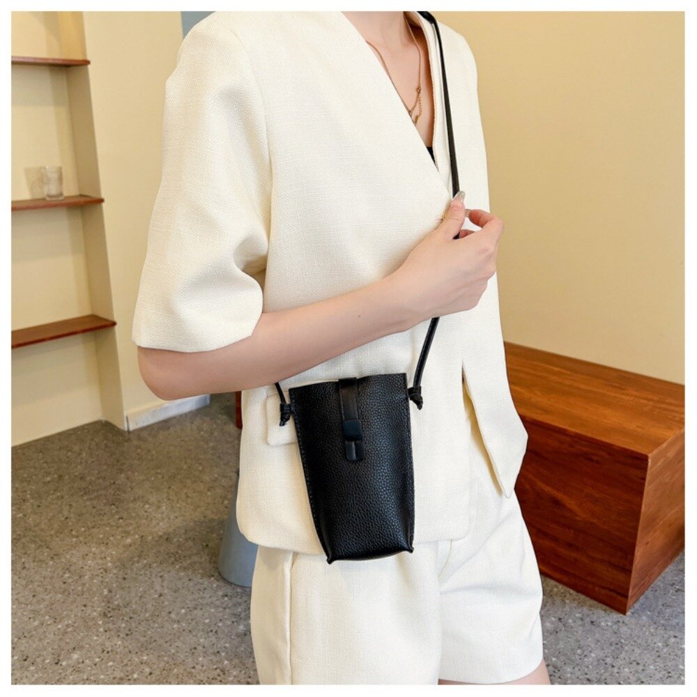 荔枝紋真皮氣質小方包 斜背包 頭層牛皮 手機包 側背包 女用單肩包 時尚優雅 送禮 送禮-圖片-9