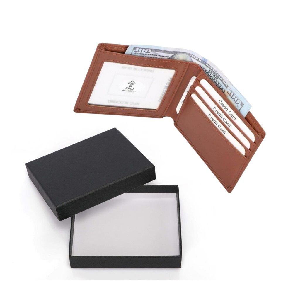 真皮防盜刷男用皮夾 男生皮夾 瘋馬皮 男皮夾 超薄短夾 錢包男 防RFID 精美禮盒 送禮-圖片-2