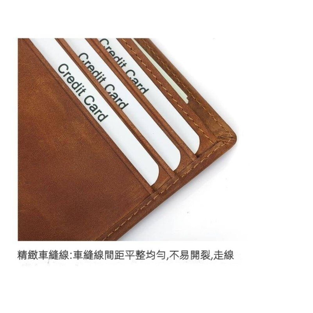 真皮防盜刷男用皮夾 男生皮夾 瘋馬皮 男皮夾 超薄短夾 錢包男 防RFID 精美禮盒 送禮-圖片-5