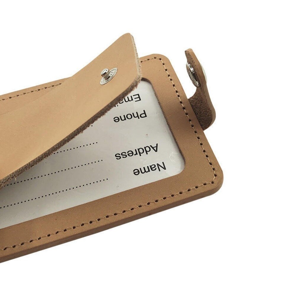 精緻真皮行李箱吊牌 牛皮行李吊牌 翻蓋防窺 行李箱托運防丟牌 頭層牛皮 真皮卡套 送禮-圖片-1