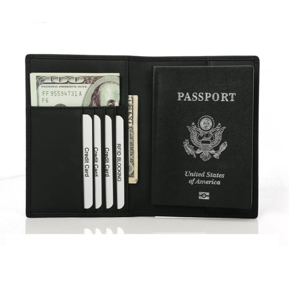 真皮防盜刷護照套 RFID牛皮護照夾 防消磁卡片包 出國錢包卡包證件包 護照收納錢包 送禮-圖片-1