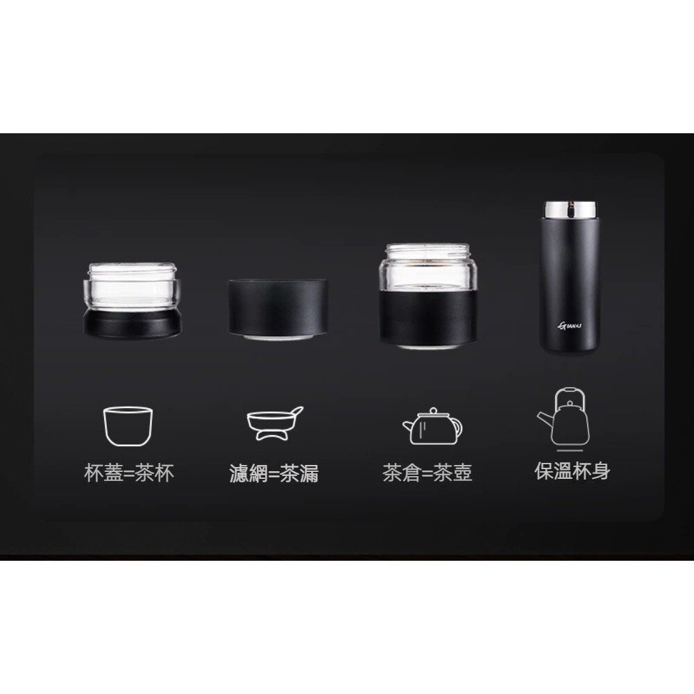 茶水分離陶瓷保溫杯 保溫瓶 瘦瓶身咖啡隨行杯 彈蓋咖啡杯 飲料杯 泡茶杯 冰壩杯 禮盒 送禮-圖片-5