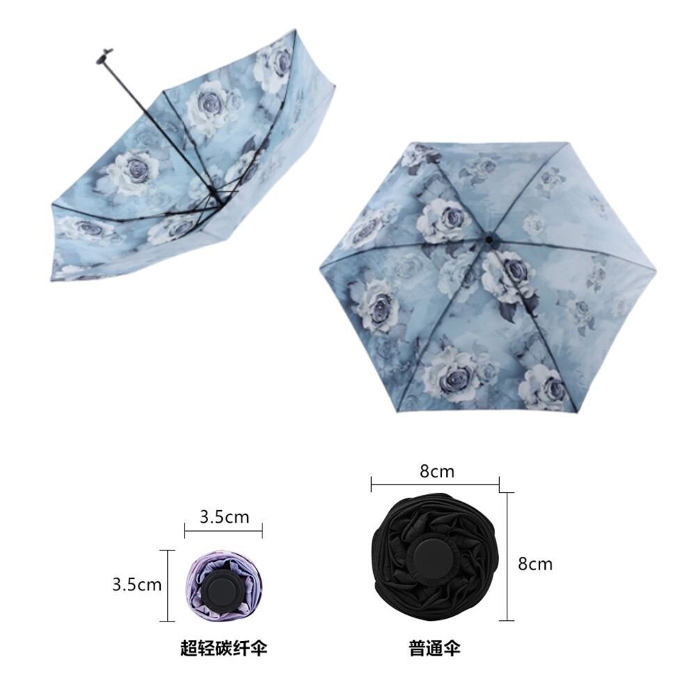 日式碳纖維輕量羽毛傘 98g超輕折疊傘 輕量傘 晴雨傘 玫瑰唯美 遮陽傘 摺疊傘 防曬傘 送禮-圖片-2