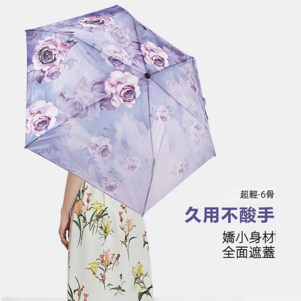 日式碳纖維輕量羽毛傘 98g超輕折疊傘 輕量傘 晴雨傘 玫瑰唯美 遮陽傘 摺疊傘 防曬傘 送禮-圖片-5