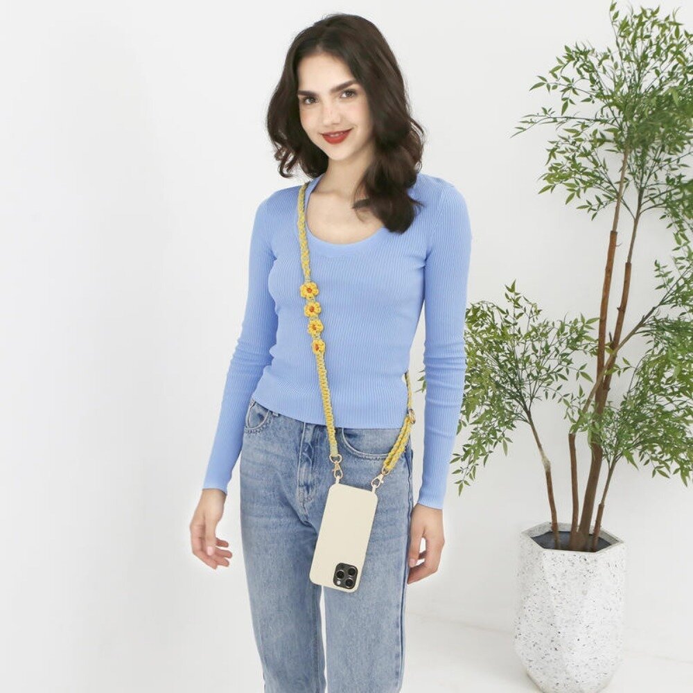 可調節編織手機掛繩 識別證掛繩 手作花花繩 手機吊繩背繩 包包背帶 波希米亞風手機鏈 贈夾片 送禮-圖片-6