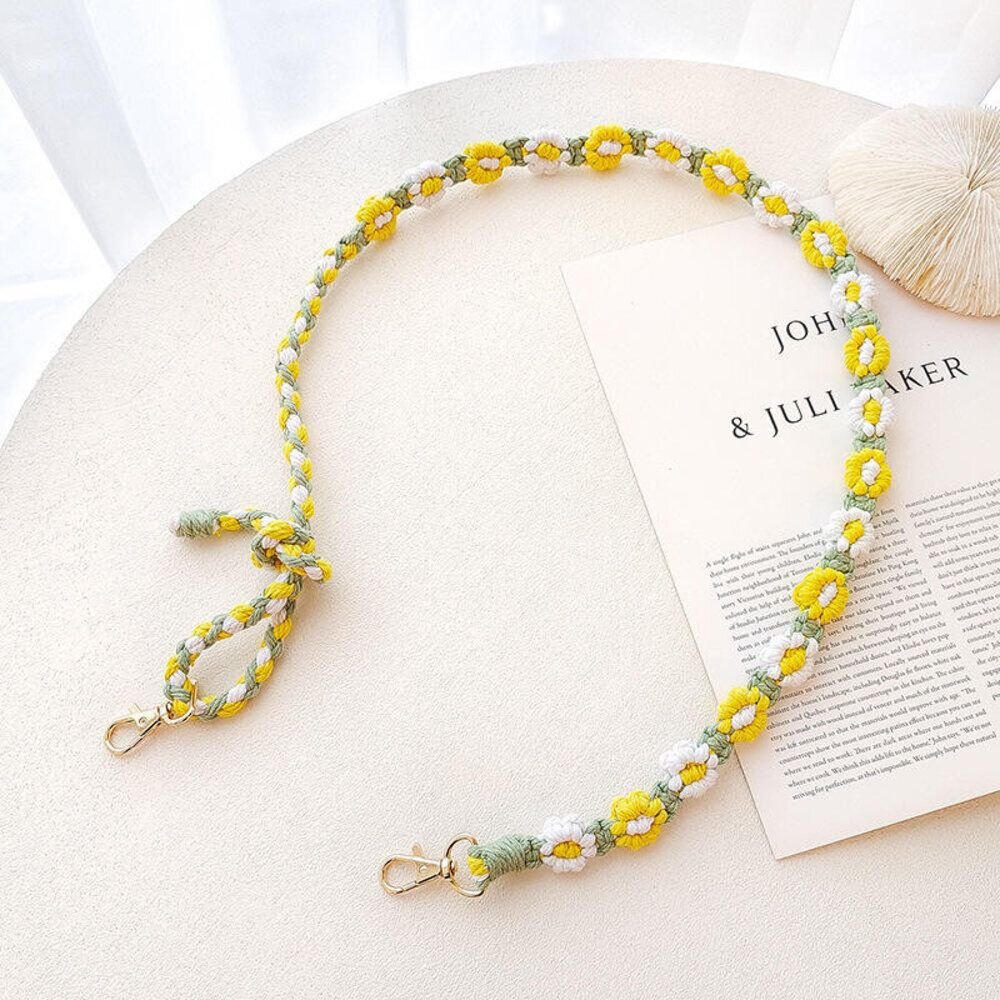 可調節編織手機掛繩 識別證掛繩 手作花花繩 手機吊繩背繩 包包背帶 波希米亞風手機鏈 贈夾片 送禮-圖片-10