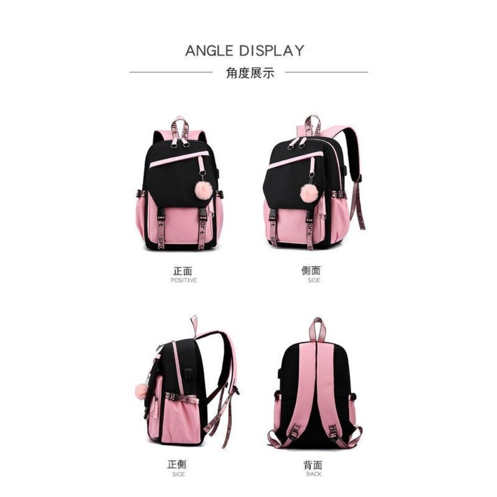 高顏值休閒後背包 韓版學生書包 時尚雙肩包 電腦包 粉色甜美 旅行登機包 運動背包 送禮-圖片-8