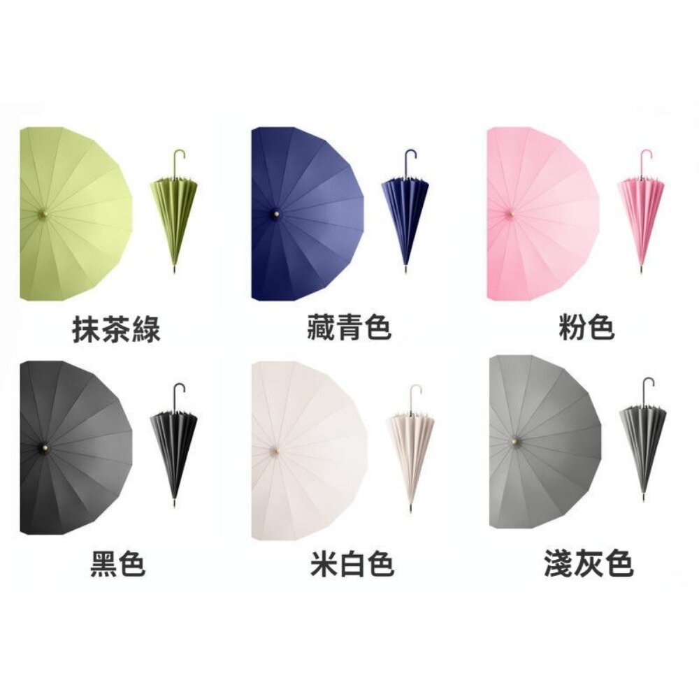 十六骨小清新防水套雨傘 皮革灣柄直傘 自動傘 時尚亮麗雨傘 晴雨傘 陽傘 防曬傘 拐杖傘 送禮-圖片-3