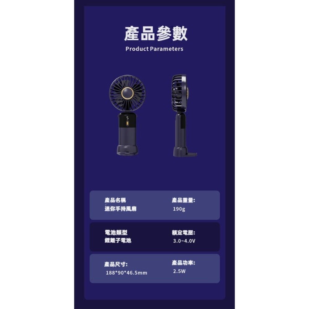 新款手持摺疊掛脖風扇 小風扇 數顯螢幕 掛脖 折疊 usb充電 送禮-圖片-4