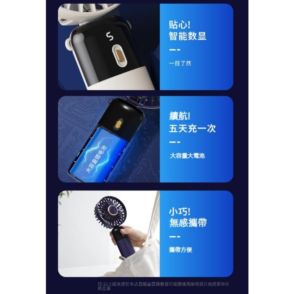 新款手持摺疊掛脖風扇 小風扇 數顯螢幕 掛脖 折疊 usb充電 送禮-圖片-8
