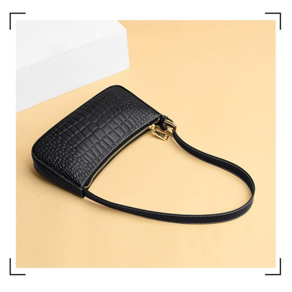 真皮時尚腋下包 單肩包 時尚潮流 細背帶百搭小方包 送禮-圖片-1