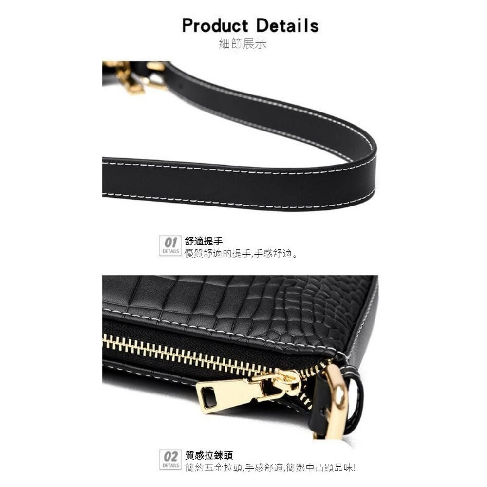 真皮時尚腋下包 單肩包 時尚潮流 細背帶百搭小方包 送禮-圖片-3