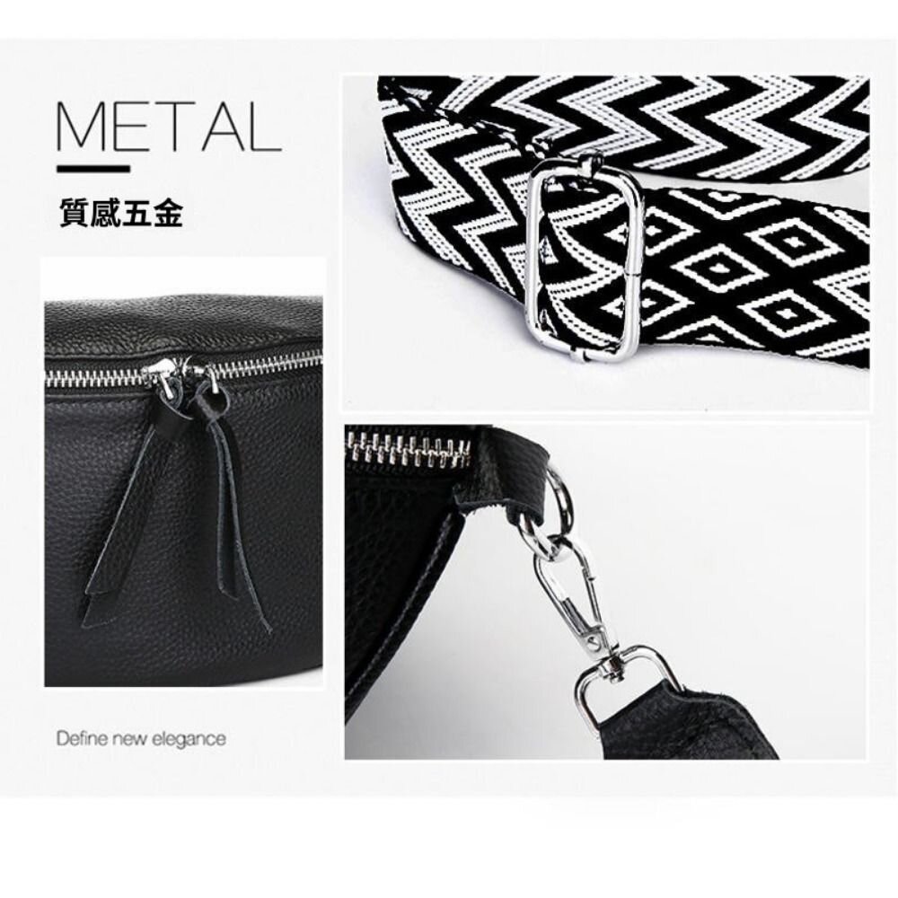 1加1真皮時尚半月包 斜背包 胸包 腋下包 單肩包 時尚潮流 寬肩帶 零錢包 送禮-圖片-3