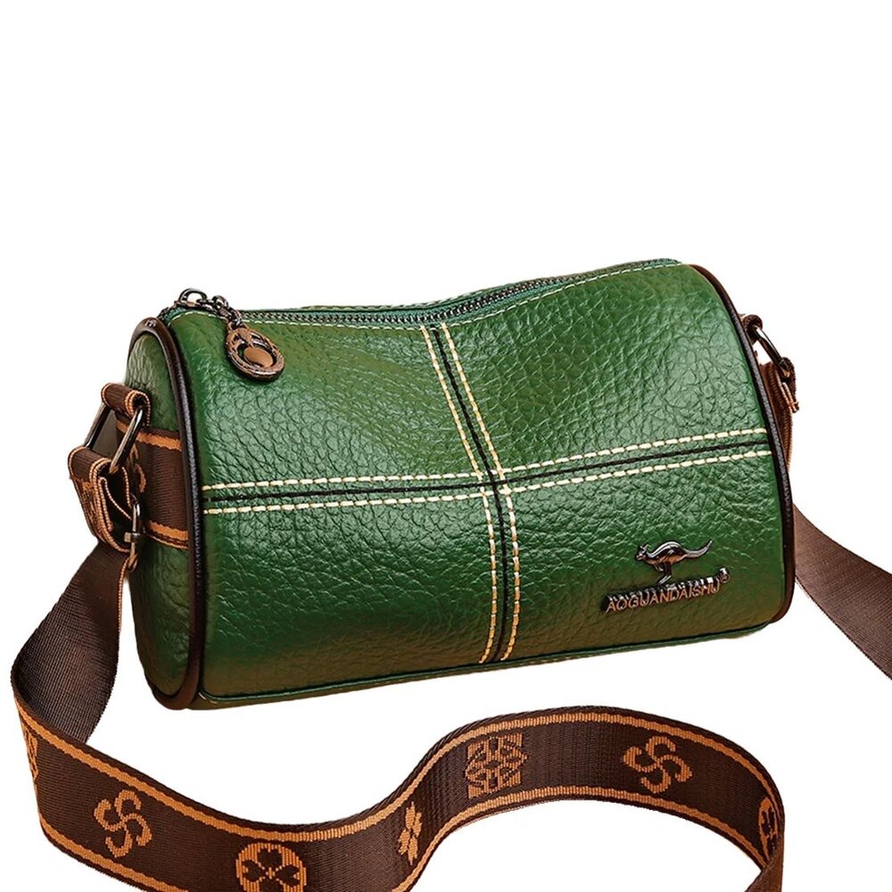 時尚真皮單肩圓筒包 斜背包 斜跨包 包包 簡約百搭 禮物 送禮-圖片-11