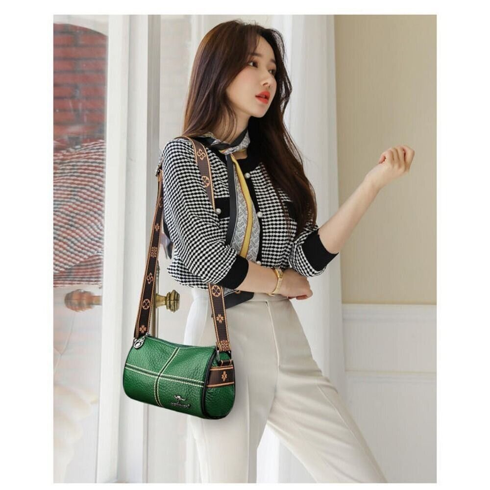 時尚真皮單肩圓筒包 斜背包 斜跨包 包包 簡約百搭 禮物 送禮-圖片-10