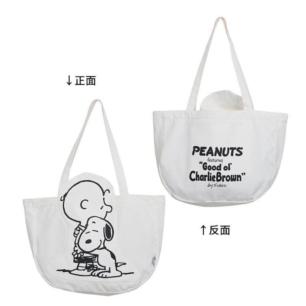 史努比卡通大容量休閒帆布袋 百搭單肩包 托特包 包包女 ins Snoopy平行輸入 送禮 送禮-圖片-11