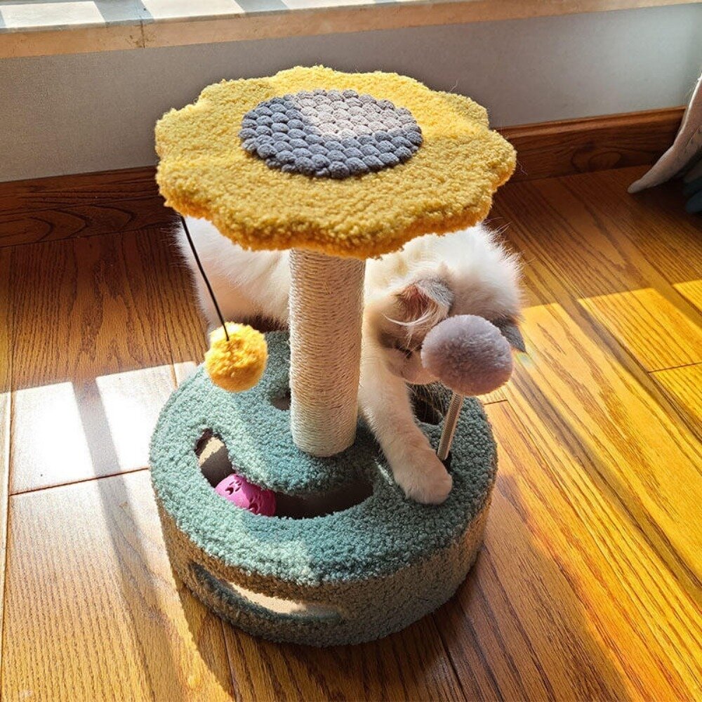 自嗨轉盤貓抓柱 猫爬架貓跳台小型劍麻逗猫玩具 猫抓板 磨爪 猫咪玩具 轉盤型 送禮-圖片-5