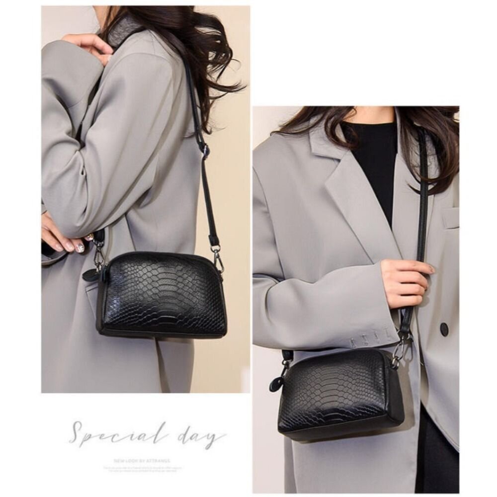 個性真皮鱷紋斜背包 斜挎包 小包包 2024新款 單肩小挎包 時尚真皮包 手拿包 送禮-圖片-2