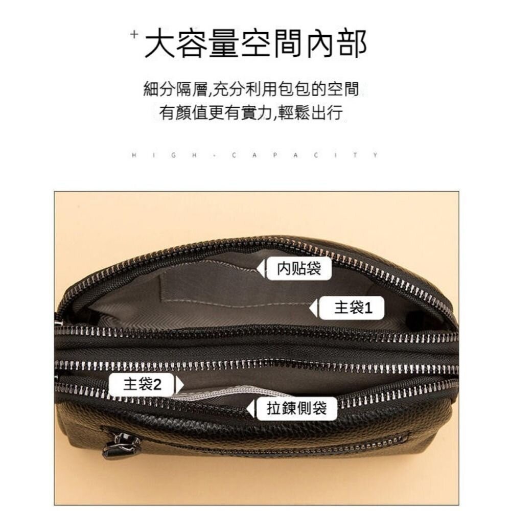 時尚真皮多層小方包 時尚百搭 休閒手拿包 頭層牛皮 斜挎包女 送禮-圖片-7