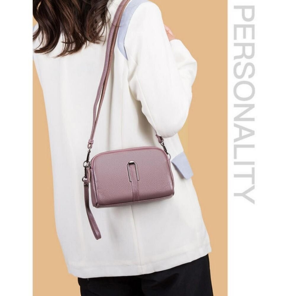 時尚真皮多層小方包 時尚百搭 休閒手拿包 頭層牛皮 斜挎包女 送禮-圖片-9