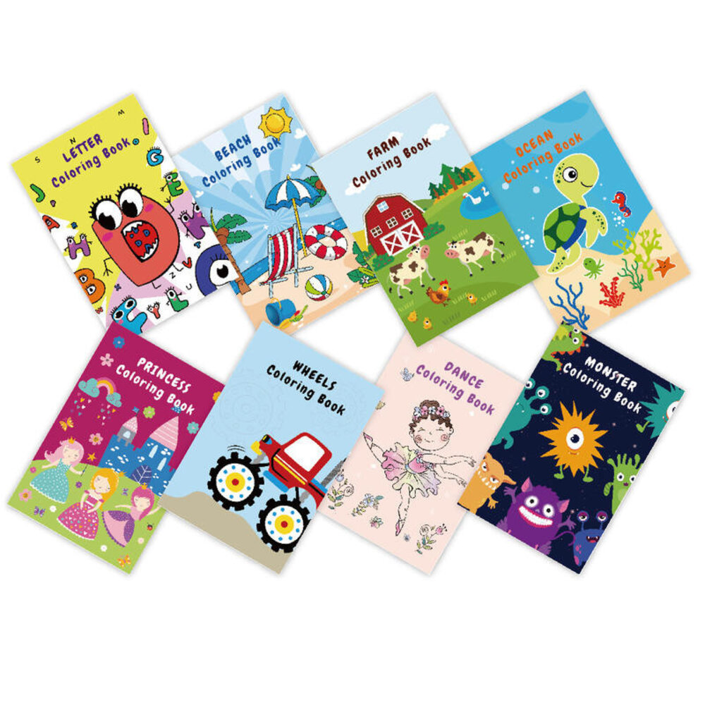 兒童派對著色本套組 每組8本 畫畫本 點點畫本 卡通塗鴉畫畫書 繪畫啟蒙 派對 送禮-圖片-6